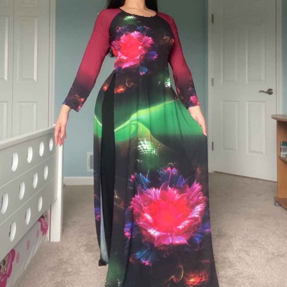 ✨Vietnamese Ao Dai Dress Floral Formal Gown